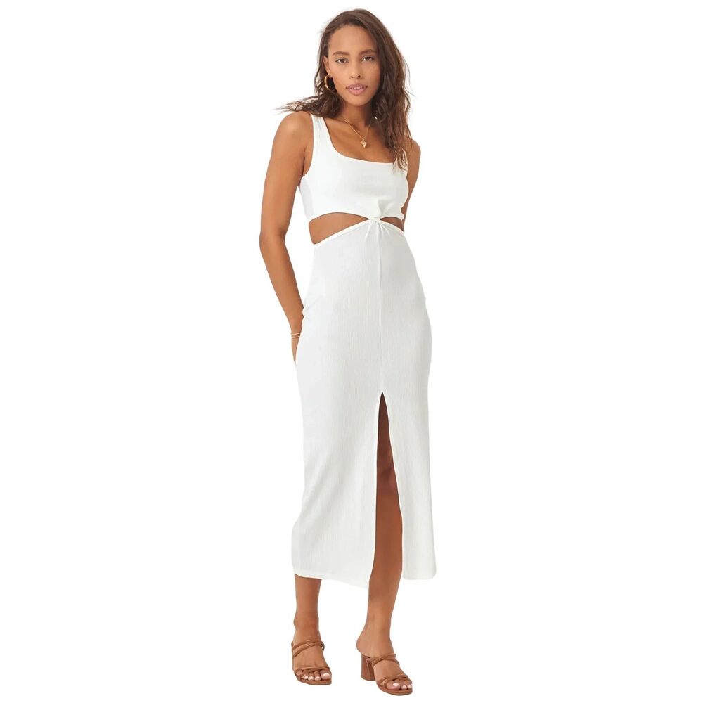 L*Space NWT Skyker Dress Sleeveless Side Cutouts Front Center Slit Cream Size M